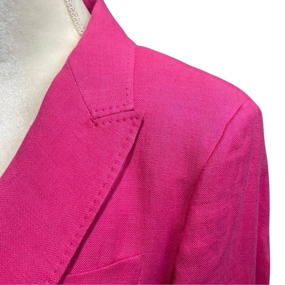 WEEKEND MAX MARA Nalut Linen Canvas Single Breast Blazer Size 16 Fuchsia $575 - Picture 6 of 16